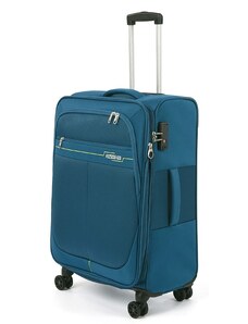 American Tourister DEEP DIVE négykerekű bővíthető közepes bőrönd M-Zöldeskék
