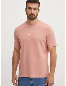 BOSS t-shirt BOSS ORANGE rózsaszín, férfi, sima