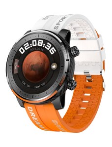 Smart Watch QW66 magyar nyelvű sport okosóra stílusos kétszínű szíjjal - fehér-narancs