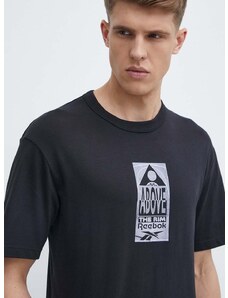 Reebok Classic pamut póló Basketball fekete, férfi, nyomott mintás, 100075504