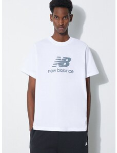 New Balance pamut póló Essentials Cotton fehér, férfi, nyomott mintás, MT41502WT