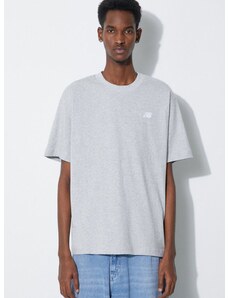 New Balance pamut póló Essentials Cotton szürke, férfi, melange, MT41509AG