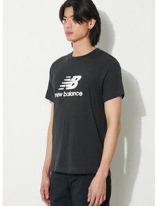 New Balance pamut póló Sport Essentials fekete, férfi, nyomott mintás, MT41502BK