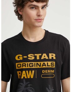 G-Star Raw pamut póló fekete, férfi, nyomott mintás, D24681-336