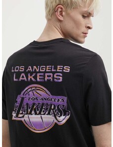 New Era pamut póló fekete, férfi, nyomott mintás, LOS ANGELES LAKERS