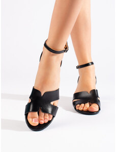 Shelvt Women's black heeled sandals