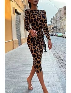 Catwalker Női ruha leopárdmintás elegáns szűk midi