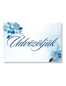 Personal Üdvözlő tábla - Kék virágok