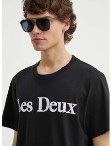 Les Deux pamut póló fekete, férfi, nyomott mintás, LDM101180