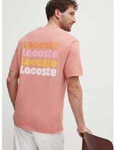 Lacoste pamut póló rózsaszín, férfi, nyomott mintás