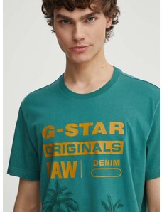 G-Star Raw pamut póló zöld, férfi, nyomott mintás, D24681-336