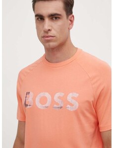 Boss Green t-shirt narancssárga, férfi, nyomott mintás, 50512999