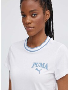 Puma pamut póló SQUAD női, fehér, 677897
