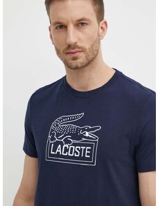 Lacoste t-shirt sötétkék, férfi, nyomott mintás