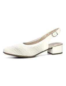 Rieker női kényelmes magassarkú cipő nyitott sarokkal - fehér