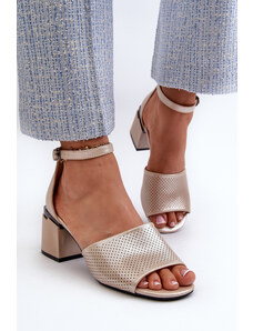 Kesi Women's high-heeled sandals made of eco leather, gold Horissa