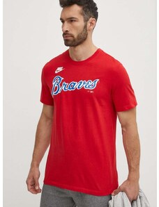 Nike pamut póló Atlanta Braves piros, férfi, nyomott mintás