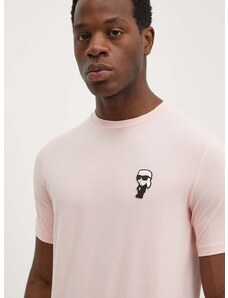 Karl Lagerfeld t-shirt rózsaszín, férfi, nyomott mintás, 542221.755027