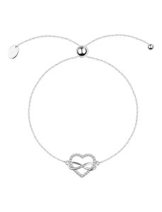 Ekszer Eshop - 925 ezüst karkötő - szív cirkóniákkal, végtelen szimbólummal A12.06