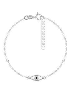 Ekszer Eshop - 925 ezüst karkötő - Hórusz szeme, fekete középponttal, gyöngyökkel A12.09
