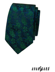 Avantgard Keskeny nyakkendő kék-zöld virágmintával