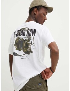 G-Star Raw pamut póló fehér, férfi, nyomott mintás, D24687-C372