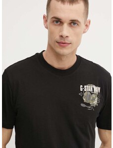 G-Star Raw pamut póló fekete, férfi, nyomott mintás, D24687-C372