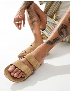 Reef Ojai two bar sandals in tan suede-Brown