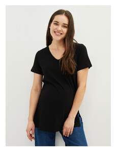 LC Waikiki V-Neck Plain Short Sleeve Cotton Maternity T-Shirt