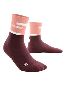 Dámské kompresní ponožky CEP Mid Cut Rose/Dark Red