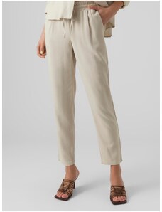 Beige women's trousers with linen blend VERO MODA Jesmilo - Women