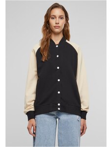 Urban Classics Women's Terry Raglan College Jacket - Black/White Sand