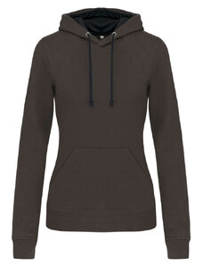 Női pulóver kontrasztos bélésű kapucnival, Kariban KA465, Dark Grey/Black-2XL