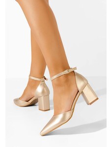 Zapatos Alivila aranyszínü vastag sarkú magassarkú