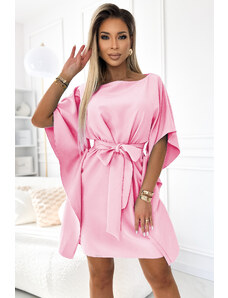 Numoco Világos rózsaszín rövid ruha bő ujjakkal