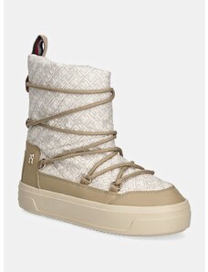 Tommy Hilfiger hócipő LACE-UP MONOGRAM SNOWBOOT bézs, FW0FW08430