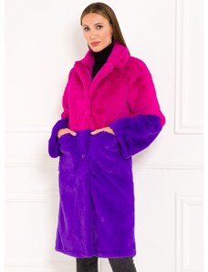 nike faux fur oversized swoosh jacket in purple