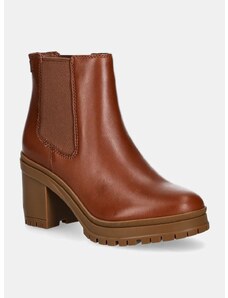 Lauren Ralph Lauren bőr bokacsizma Cailie barna, női, magassarkú, 802937825002