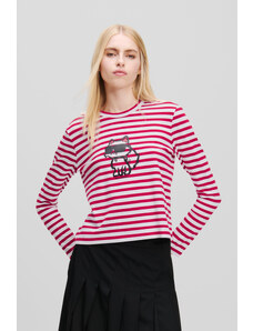PÓLÓ KARL LAGERFELD IKON PRINT STRIPE LSLV TOP