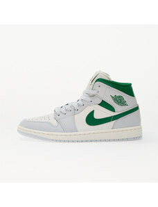 Air Jordan 1 Mid Summit White/ Pine Green-Pure Platinum-Sail