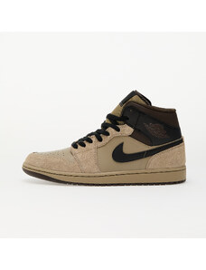 Air Jordan 1 Mid Khaki/ Black-Baroque Brown