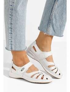 Zapatos Parina fehér bőr balerina cipő