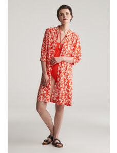 RUHA GANT REG FLORAL PRINT SS SHIRT DRESS ORANGE RED