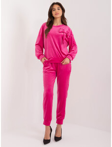 ITALY MODA Sötét rózsaszín velúr szett masnival DHJ-KMPL-8870.59-dark pink