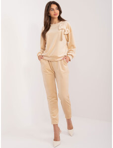 ITALY MODA Bézs velúr szett masnival DHJ-KMPL-8870.59-beige