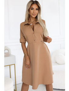 NUMOCO Kávészínű gombos ruha AMALIA 286-8