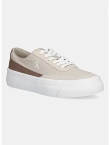 Calvin Klein Jeans sportcipő VULC FLATFORM LOW CV MIX MG bézs, YW0YW01770