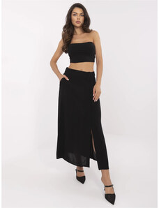 BASIC Fekete női viszkóz midi szoknya D73761M50222A-black