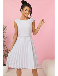 NUMOCO Világosszürke ruha rakott szoknyával CELESTE 311-20