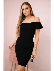 Kesi Ribbed dress with ruffles black